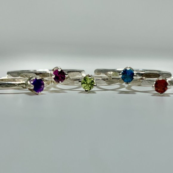 Stacking Rings, Stacker Rings, Silver Stacking, Stacker Gemstone - Picture 3 of 5